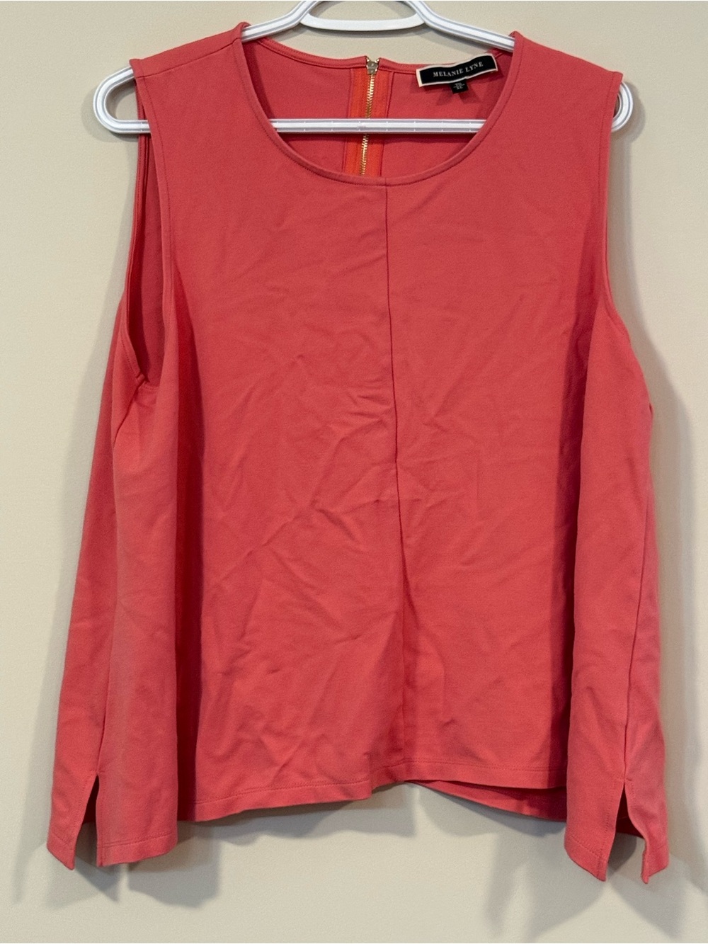 Melanie Lyne Coral Sleeveless Tank Top with Back Zip